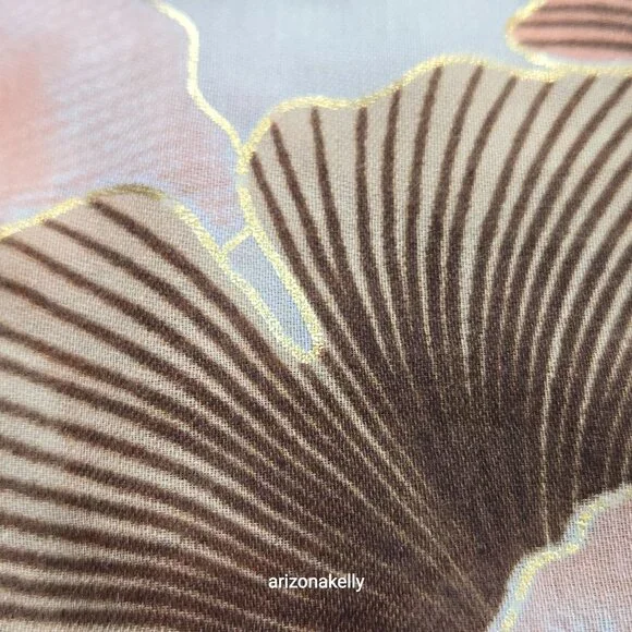 Lightweight Scarf with Gold Foil Detail Ginko Leaves - Picture 5 of 6